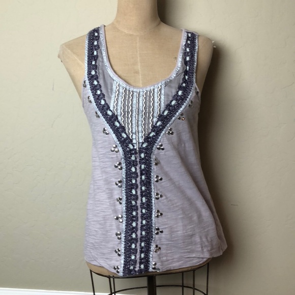 Anthropologie Tops - Anthropologie embroidered/embellished tank